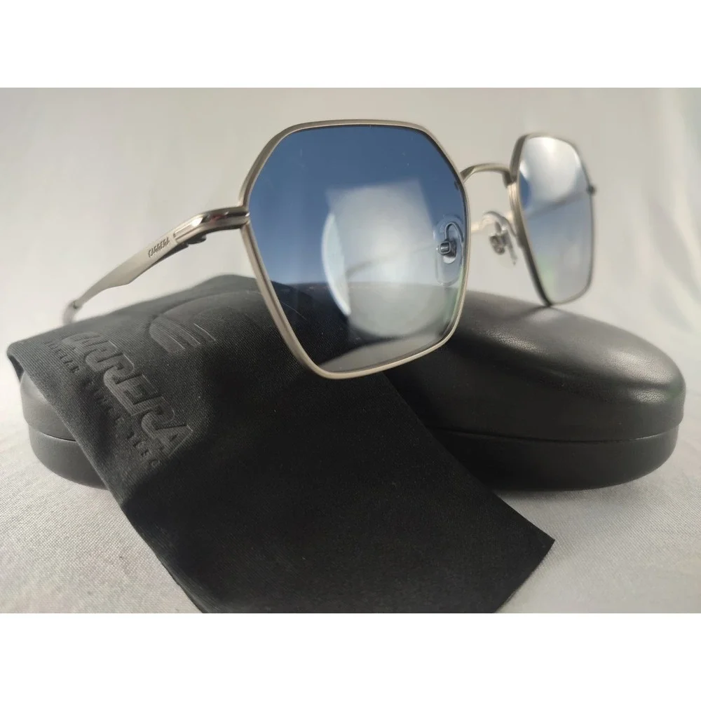 Carrera 334/S R8108 Men's Sunglasses Matte Ruthenium Hexagon Blue Gradient 53mm
